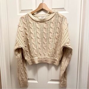 Drôle de Copine Paris Cropped Knit Sweater Cream OS